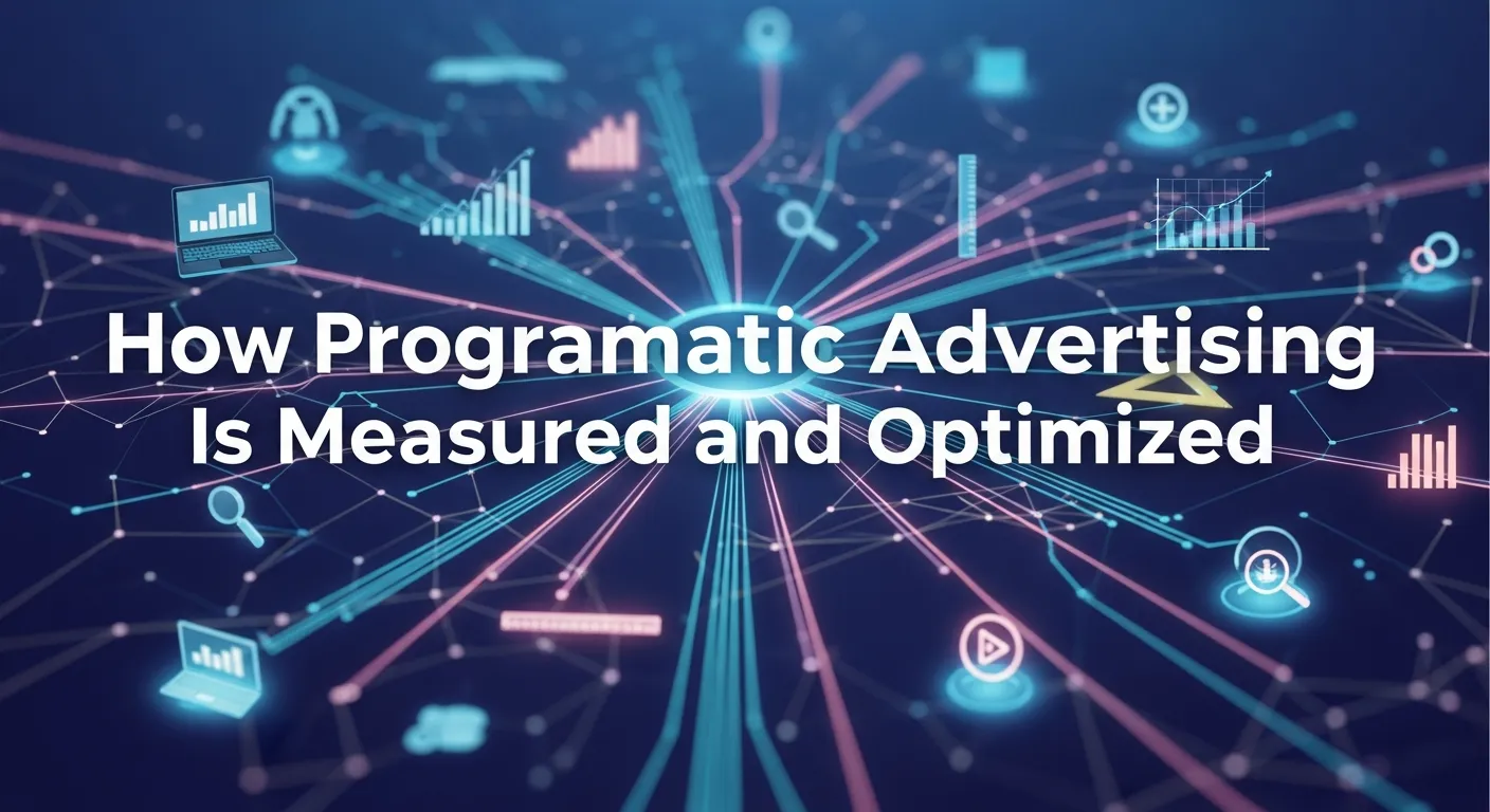 Dashboard illustration displaying programmatic advertising performance metrics