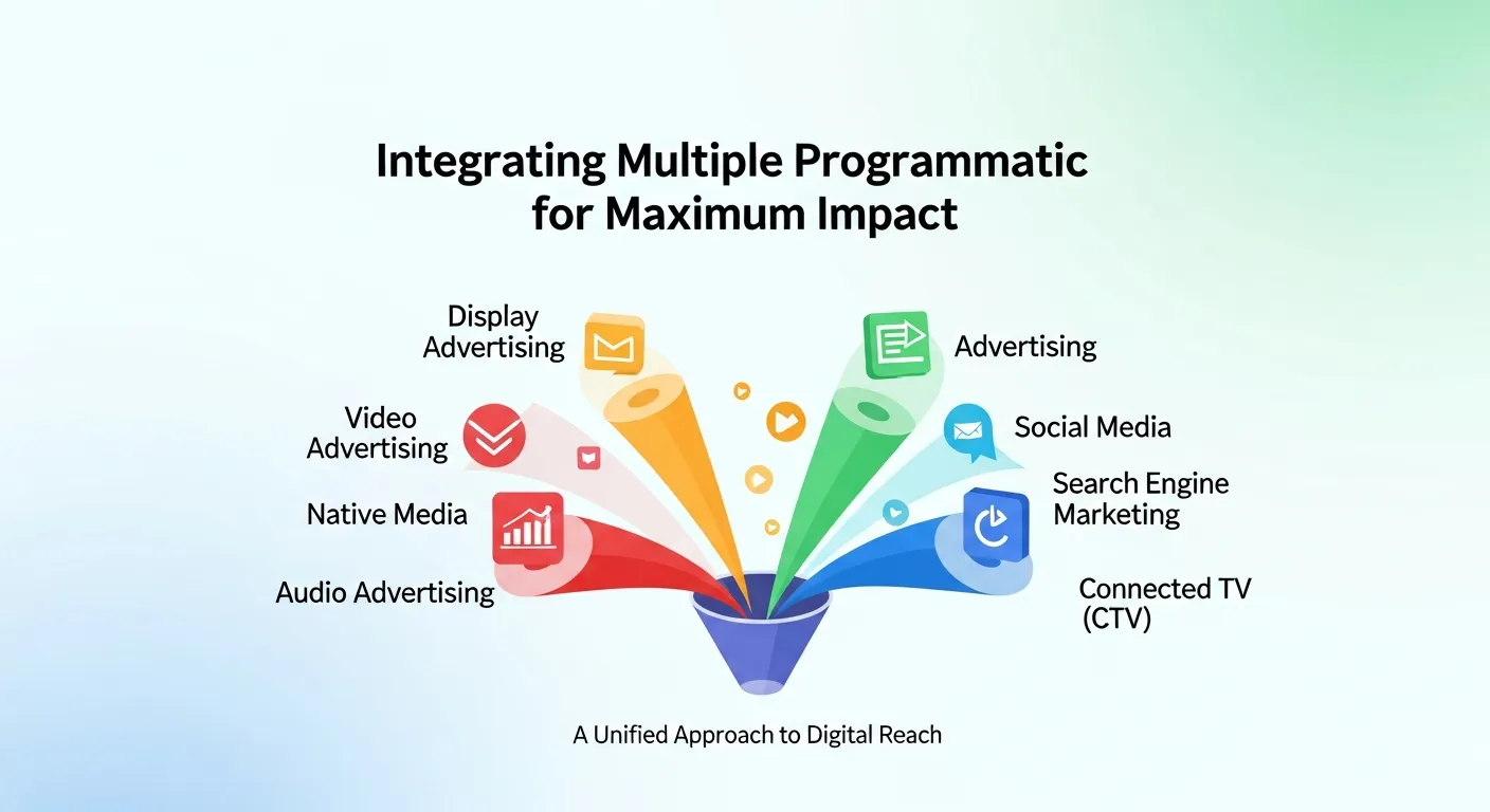 Concept graphic of cross-channel programmatic advertising integration