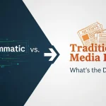 Comparison graphic showing programmatic buying versus traditional media buying.