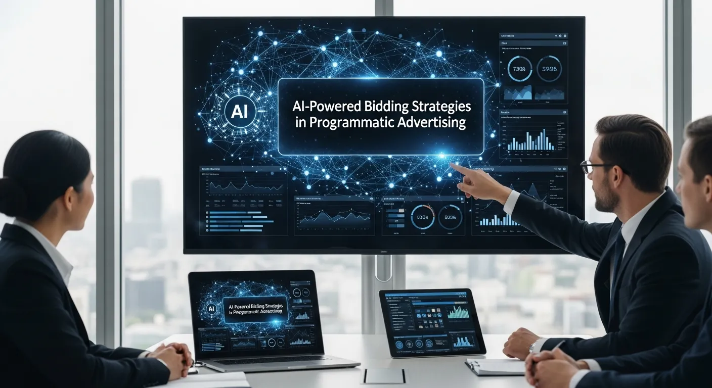 Diagram of artificial intelligence adjusting bids in real-time for programmatic ad campaigns