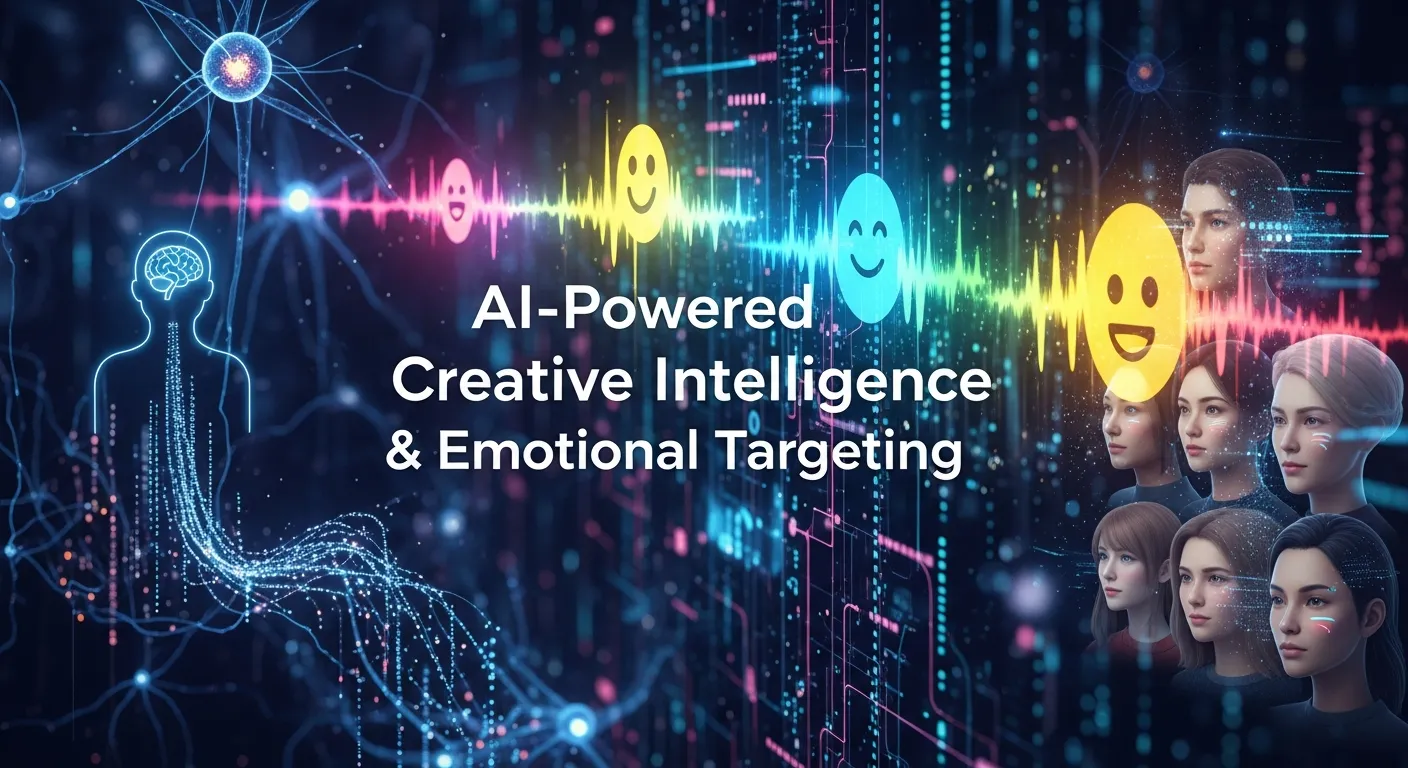 Diagram of artificial intelligence optimizing ad creatives based on audience emotions and behavior