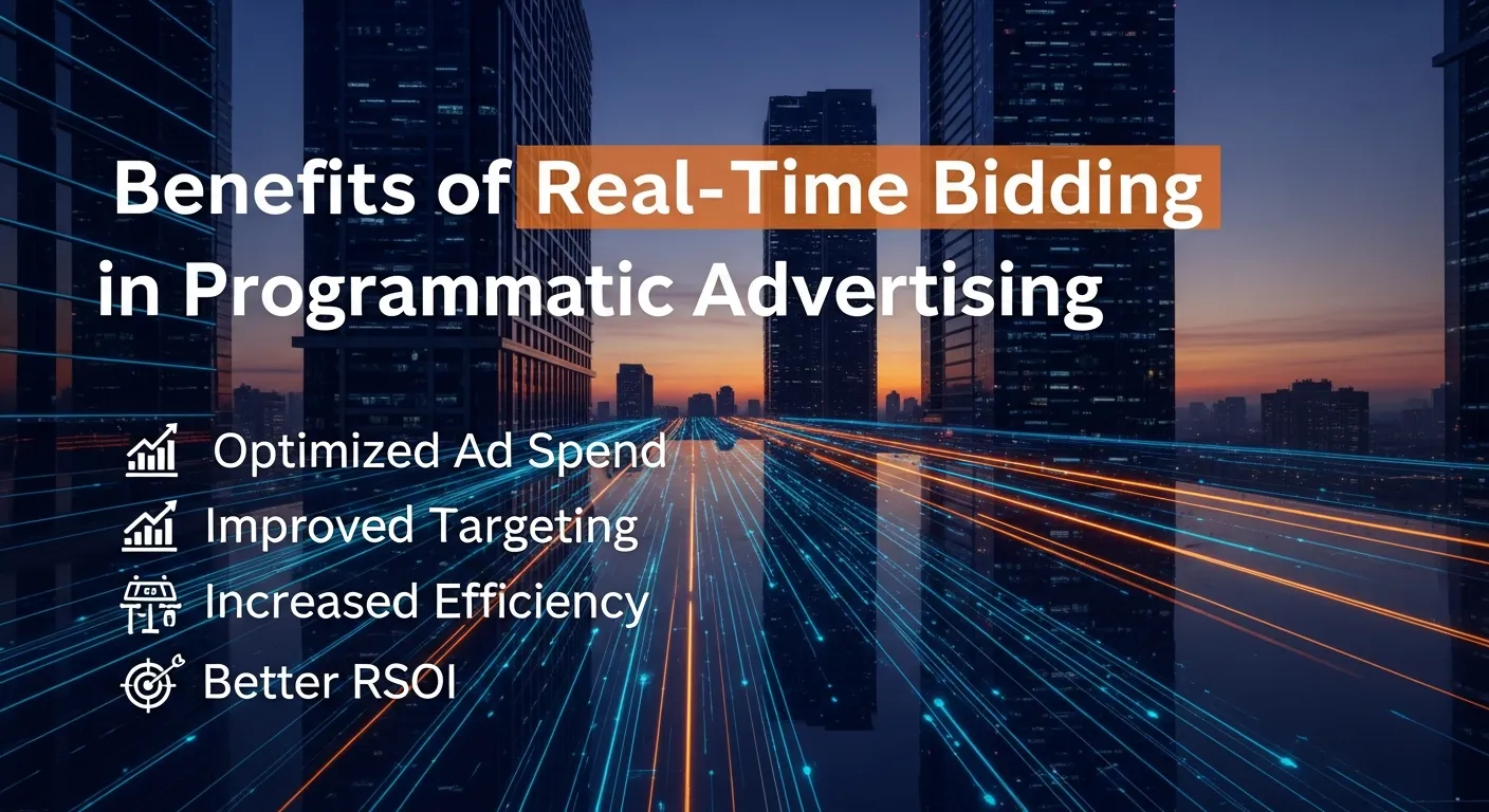 Diagram explaining how real-time bidding improves programmatic advertising efficiency and ROI