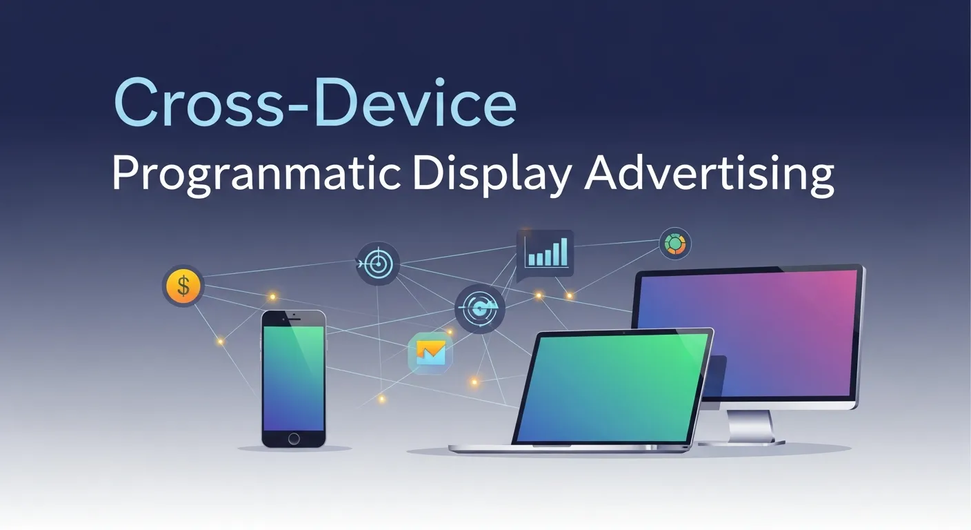 Visual explaining how programmatic advertising delivers display ads across multiple devices