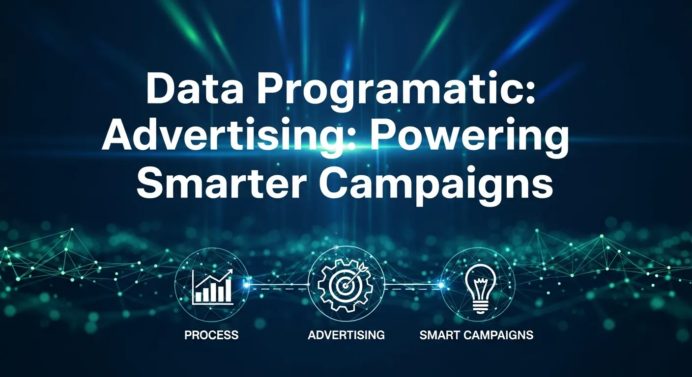 Graphic showing how Data Programmatic Advertising powers smarter campaigns, highlighting audience insights, user behavior tracking, and personalized ad delivery for optimized marketing results.