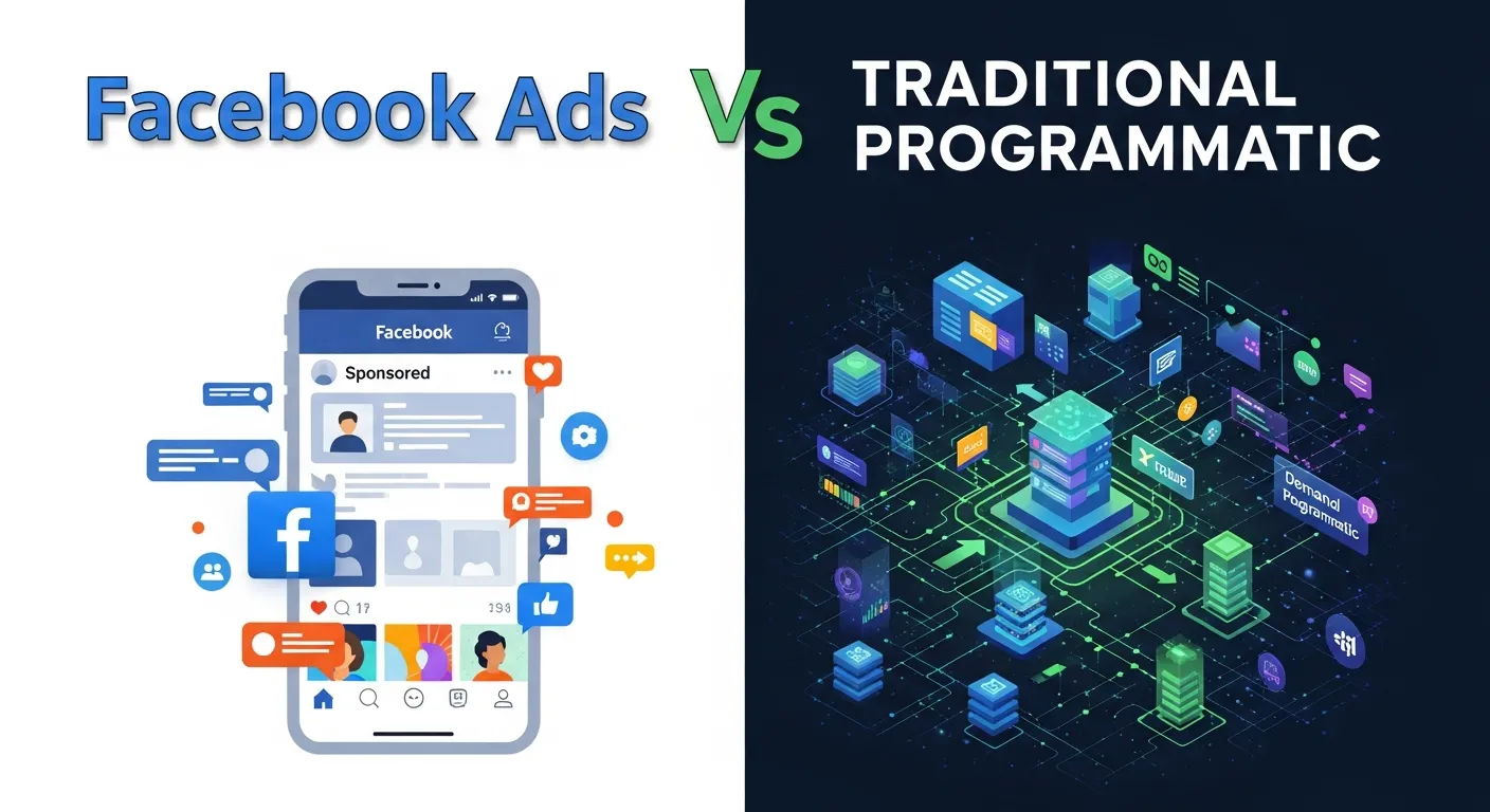 Side-by-side comparison of Facebook advertising and traditional programmatic features