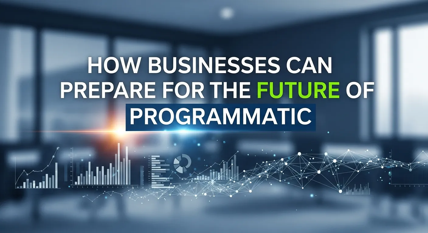 Graphic depicting how businesses can prepare for the future of programmatic advertising, highlighting strategy planning, technology adoption, data-driven targeting, and automation readiness