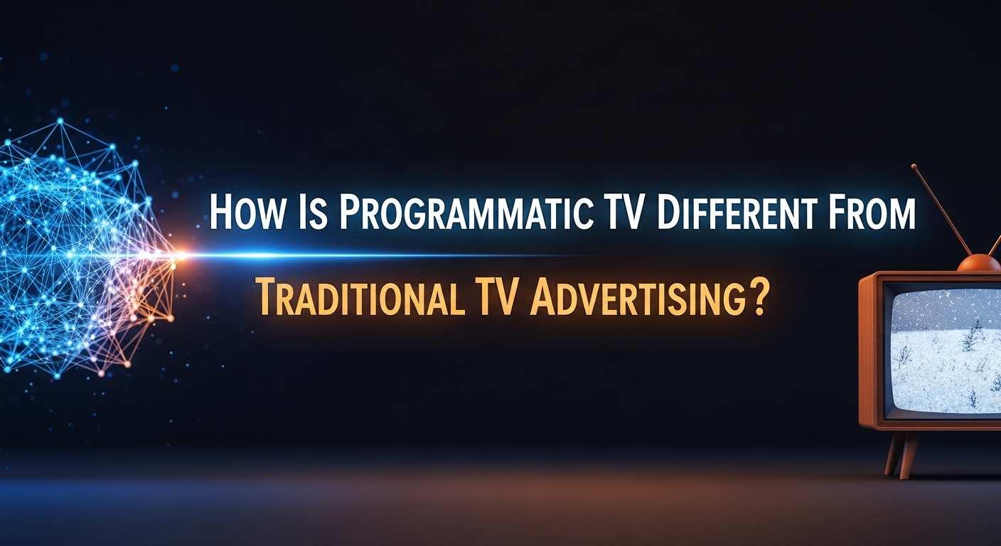 Diagram explaining how programmatic TV advertising differs from traditional TV commercials