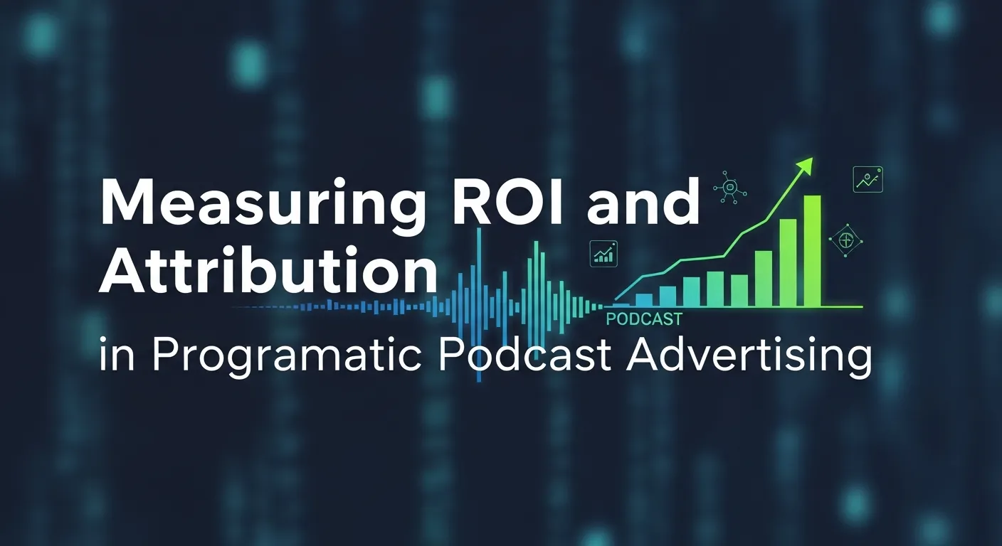 Visual explaining ROI tracking and attribution in programmatic advertising for podcasts