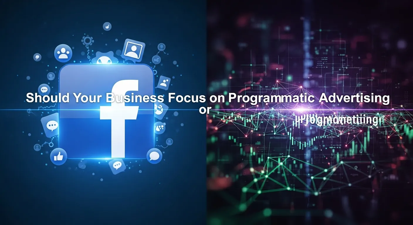 Illustration helping businesses decide between Facebook ads and programmatic advertising strategies