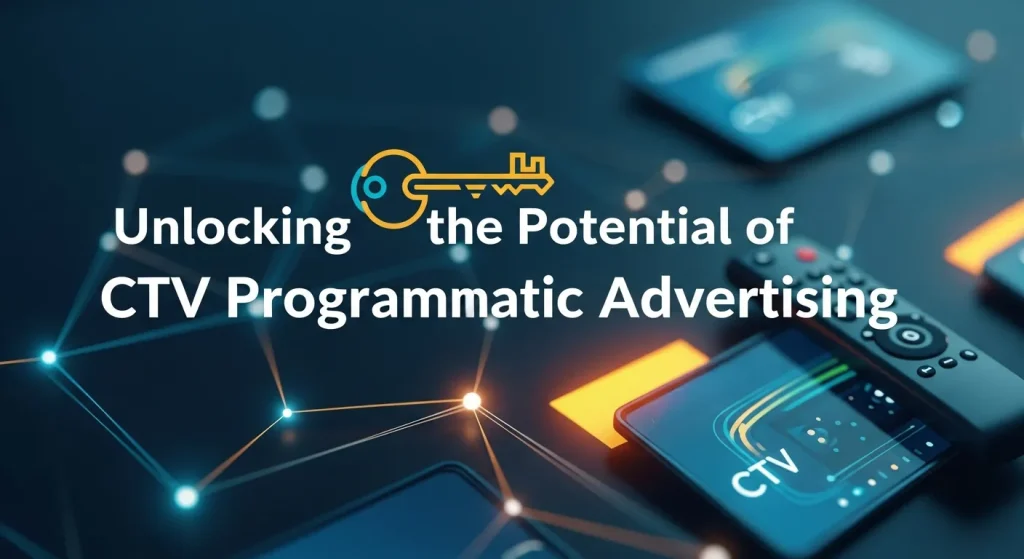 Graphic depicting how CTV programmatic advertising works and its benefits for marketers