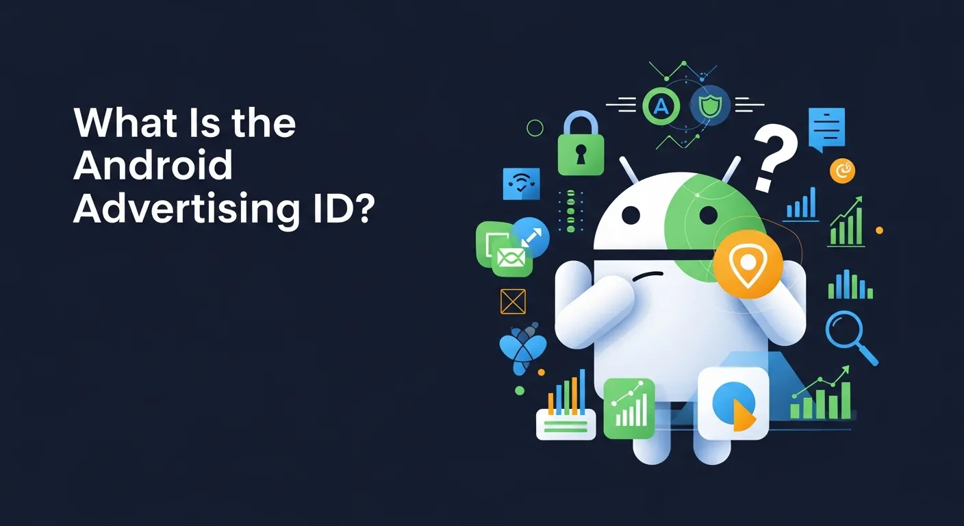 Concept graphic of Android Advertising ID for app advertising and analytics