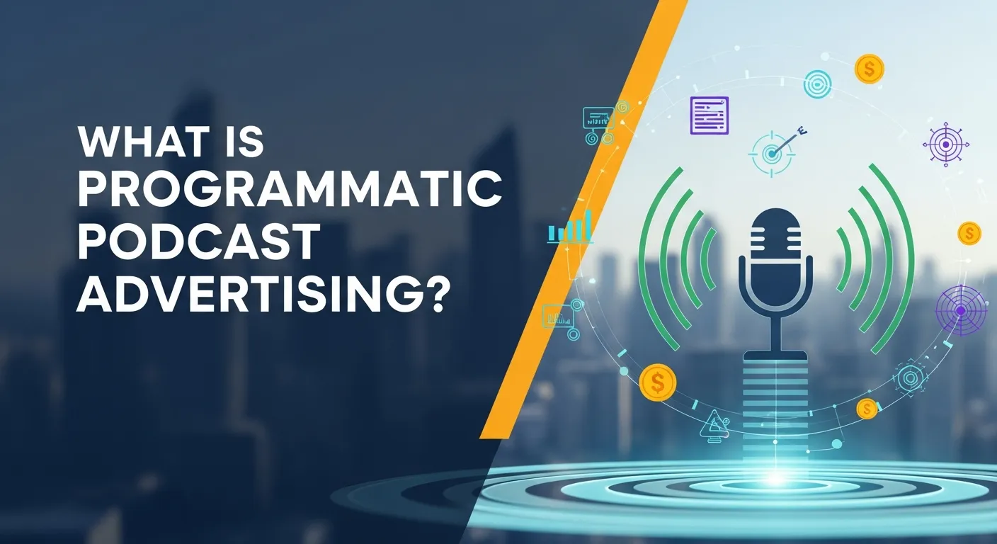 Visual showing the concept of programmatic advertising in podcasts