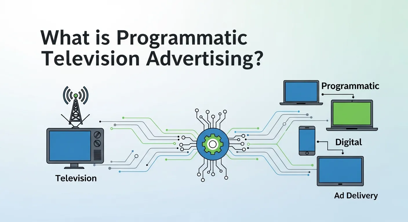 Programmatic television advertising concept image explaining automated and targeted TV ads