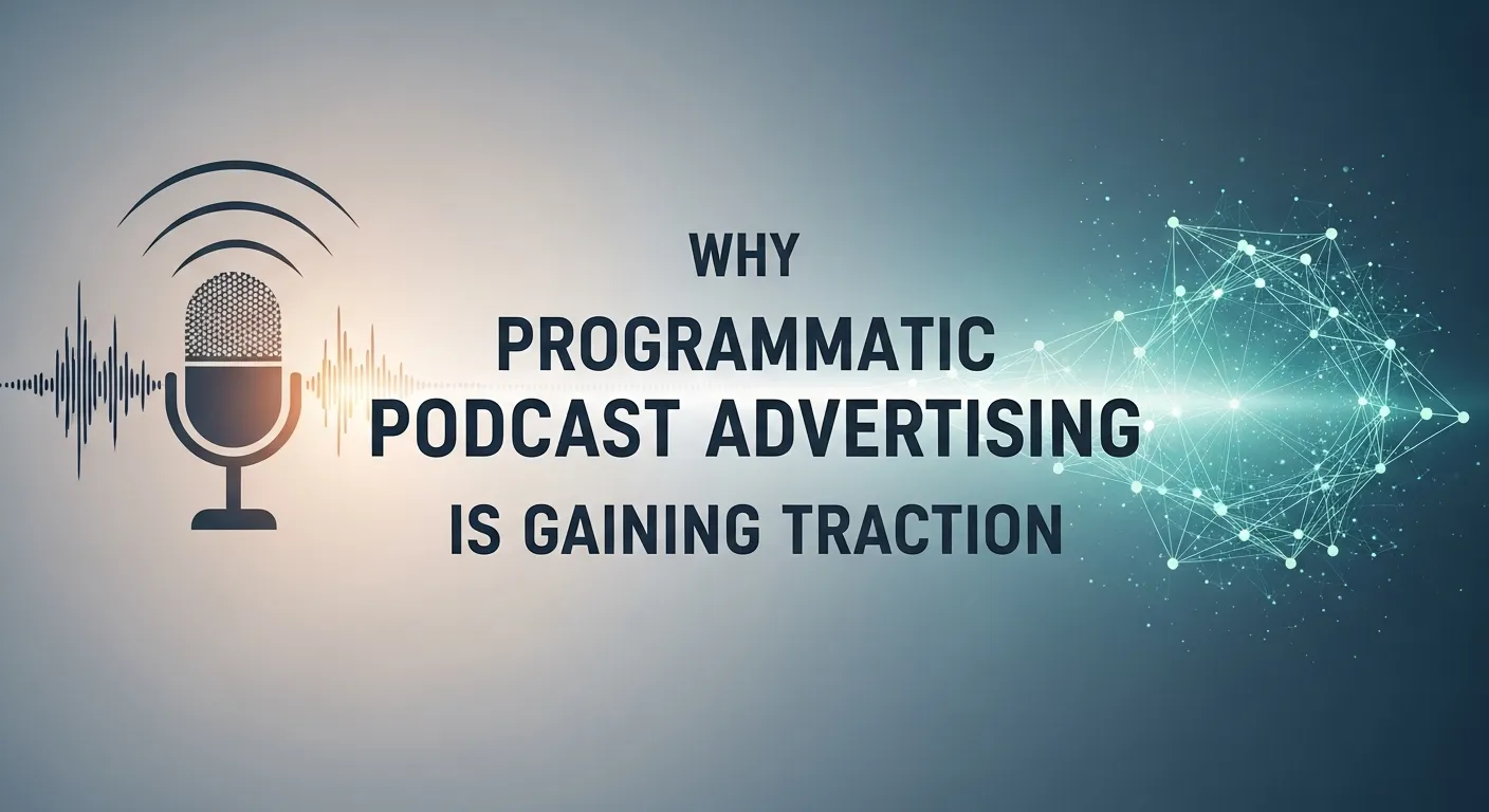 Diagram explaining the benefits driving the rise of programmatic podcast advertising