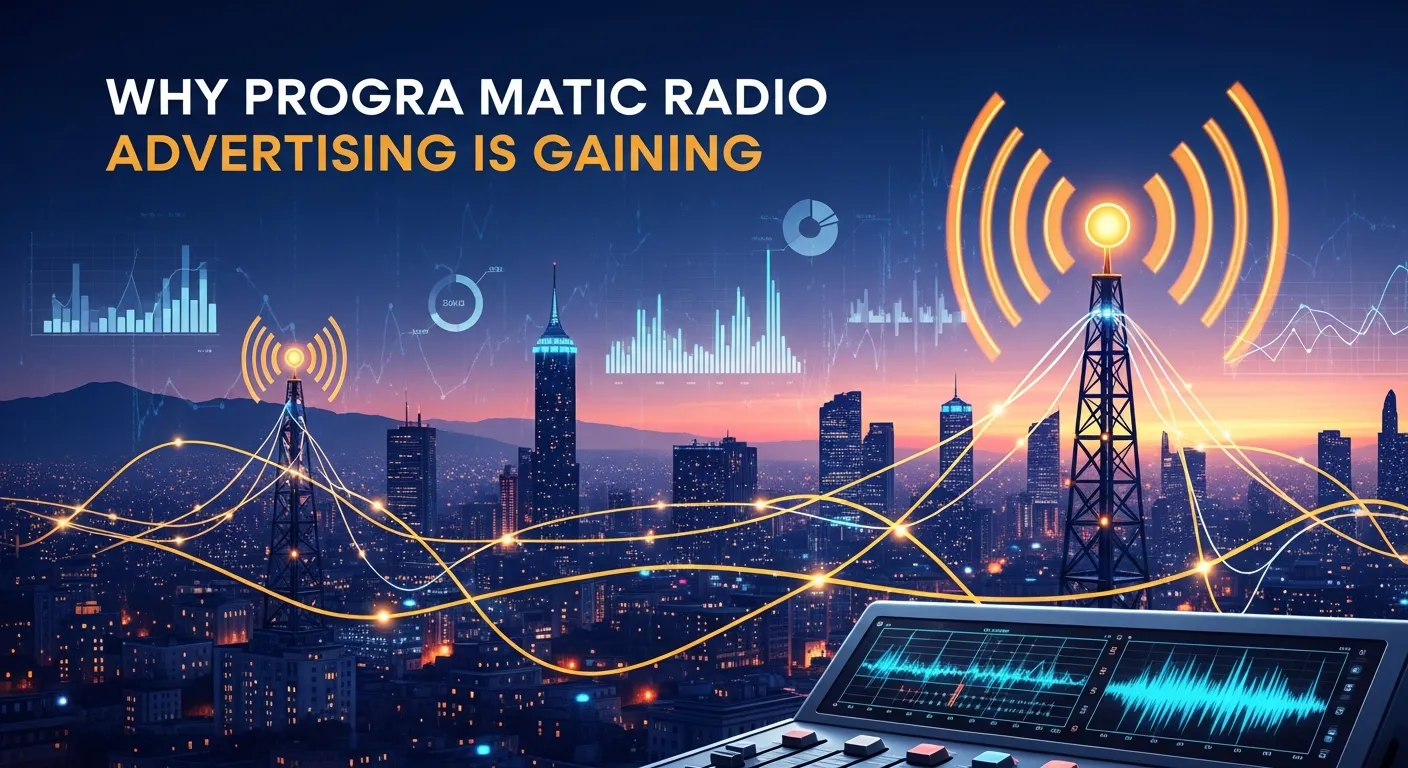 Infographic highlighting growth and benefits of programmatic radio campaigns