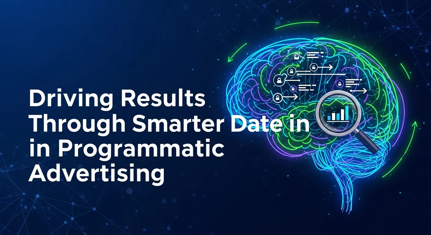 Using data effectively in programmatic advertising to drive better campaign results, showing analytics, insights, and optimized ad strategies.