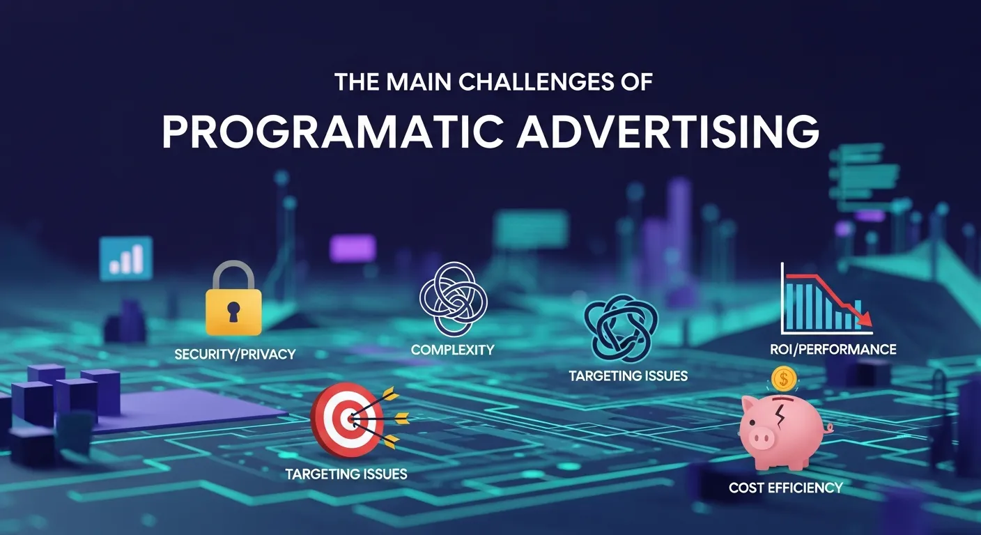 Diagram explaining the major challenges of programmatic advertising and potential solutions