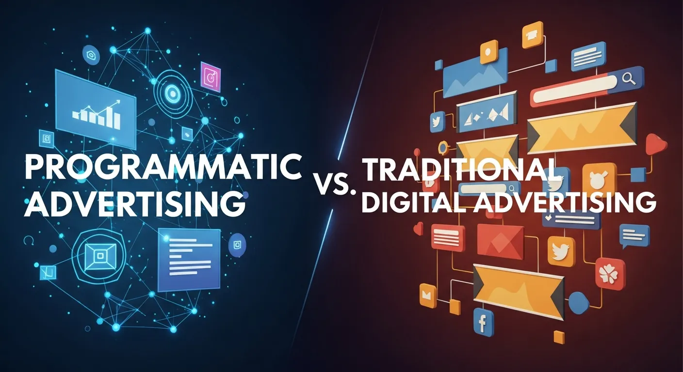 Visual comparison of programmatic advertising and traditional digital advertising methods