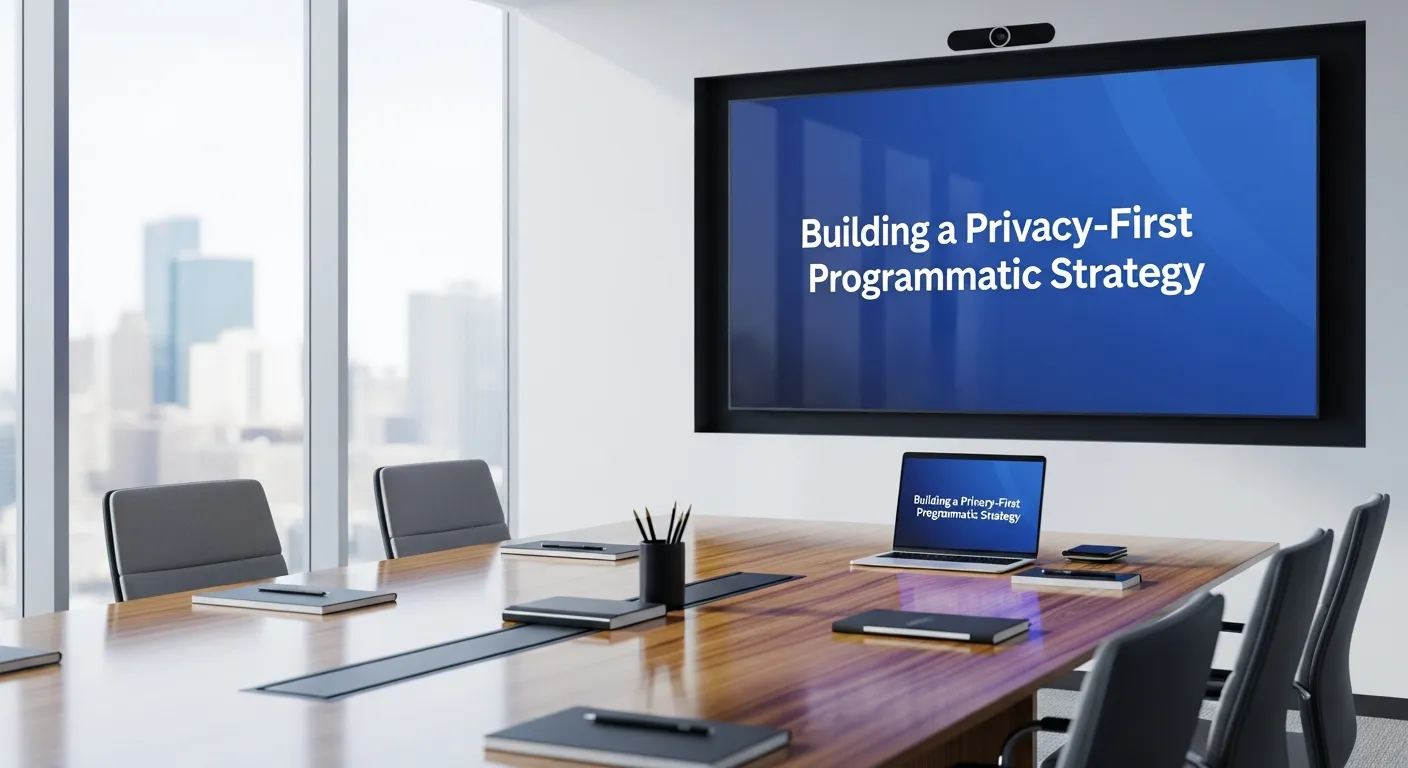 Graphic depicting steps to create a programmatic advertising strategy that prioritizes user privacy and compliance