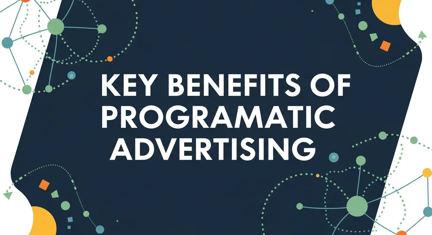 Graphic depicting benefits like automated ad buying, precise audience targeting, and real-time optimization