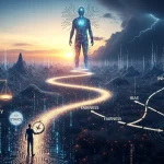 Alt text: Conceptual infographic titled AI Ethics Navigating the Moral Landscape of Artificial Intelligence, featuring balanced scales, digital brains, data privacy shields, fairness icons, transparency symbols, and responsible technology decision-making themes.